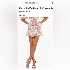 Endless Rose Floral Linen Ruched miniskirt - Size Small